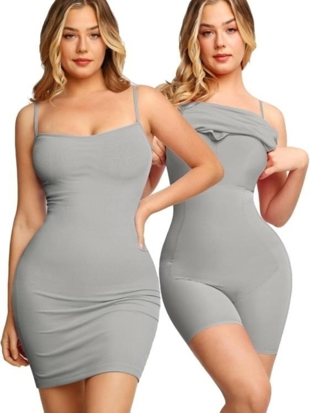 NWT Popilush Built-In Shapewear Bodycon Mini Dress Grey